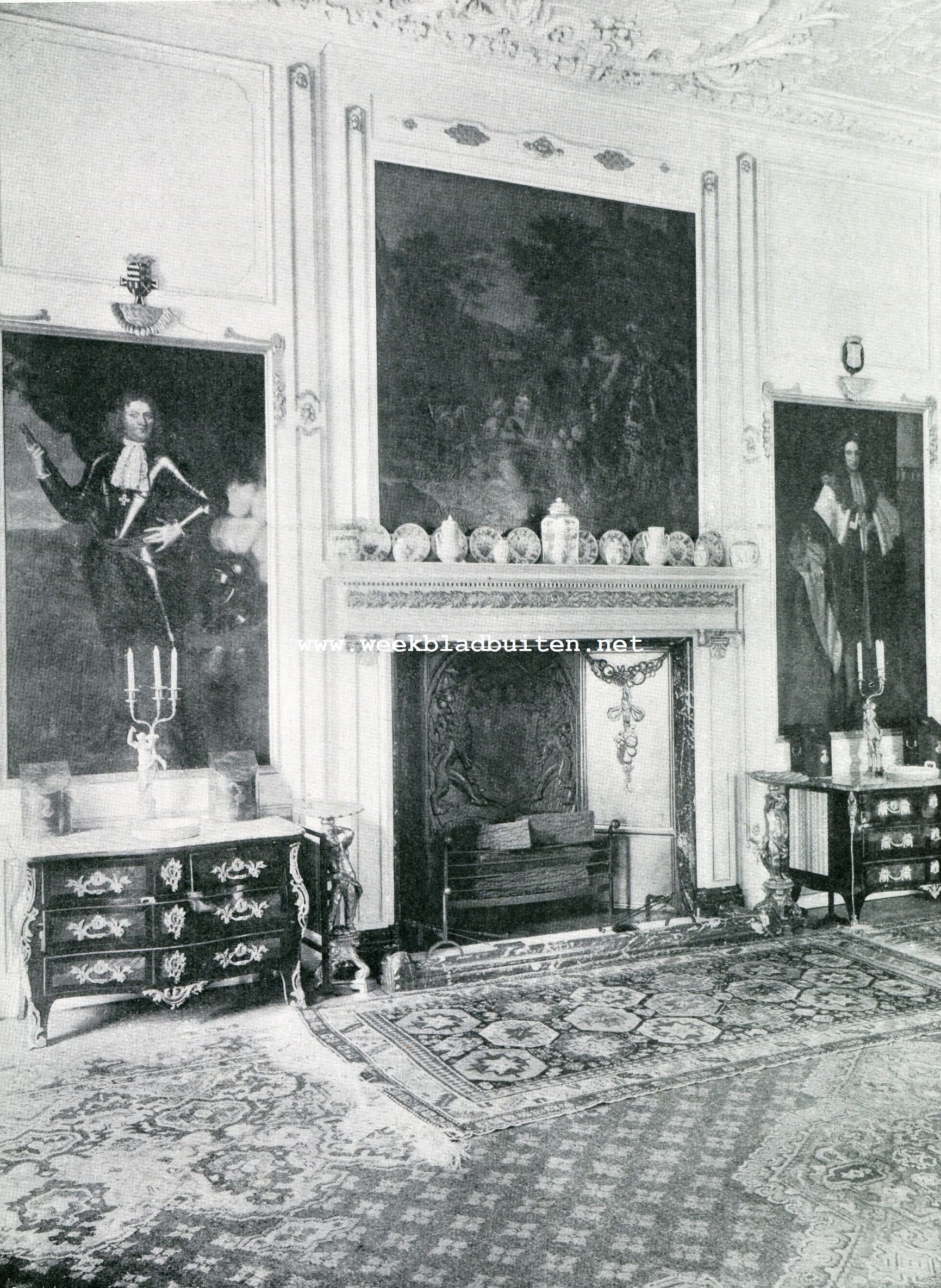 Het Huis te Amerongen. Schoorsteen in de Eetzaal van het Huis Amerongen