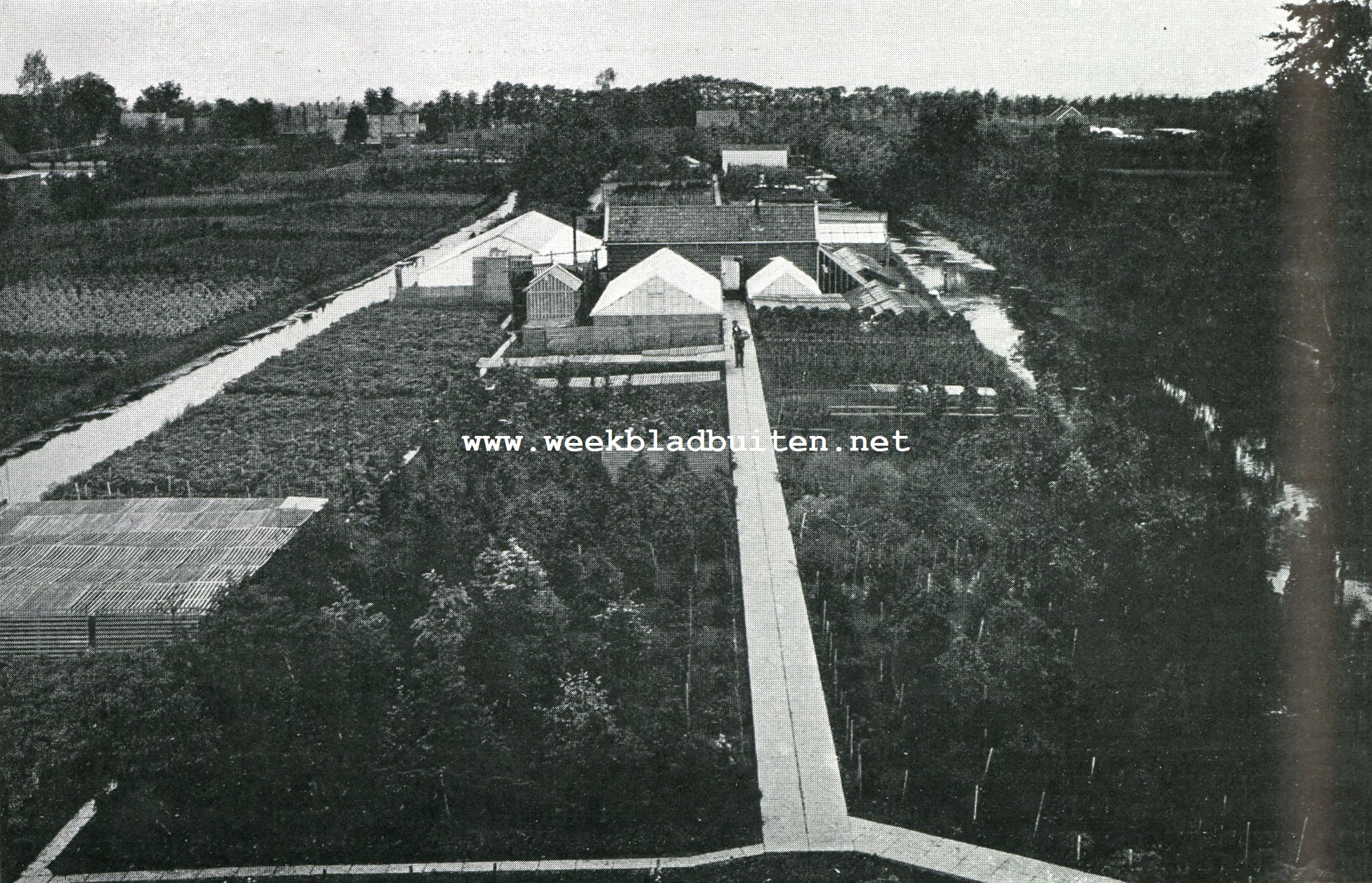 Landbouw. Gezicht op den tuin der Rijkstuinbouwwinterschool te Boskoop