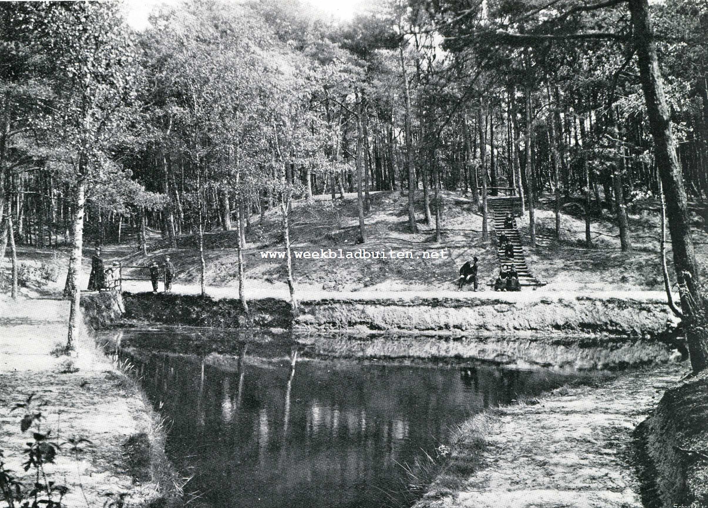 Nunspeet op de Veluwe. Het driehoekige vijvertje in het bosch