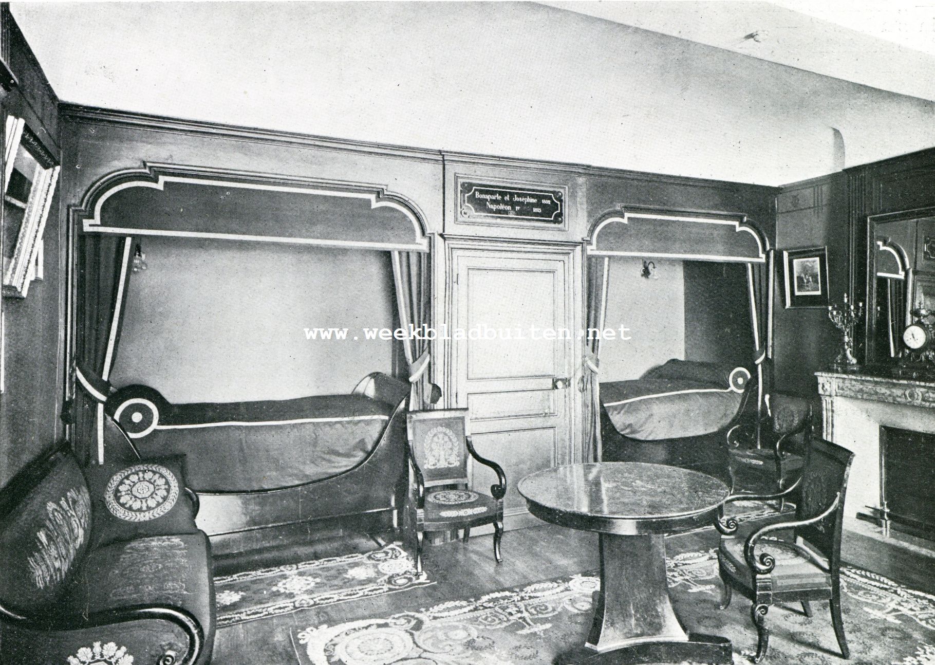 Auto-tocht Genua-Amsterdam. Kamer in ons hotel, waar in 1802 Napolon en Josephine logeerden