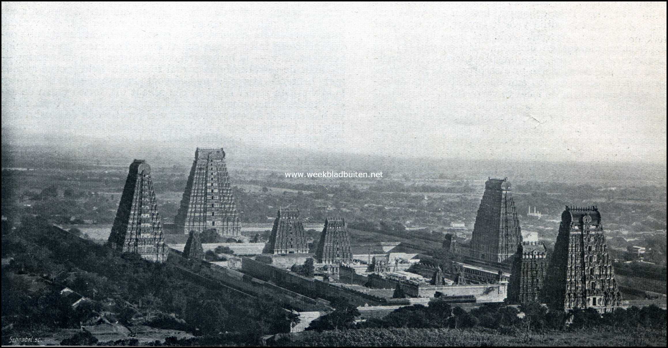 De Groote Tempel van Sri Rangam. De grootste tempel van Engelsch Indi, die van Sri Rangam bij Trichinopoly