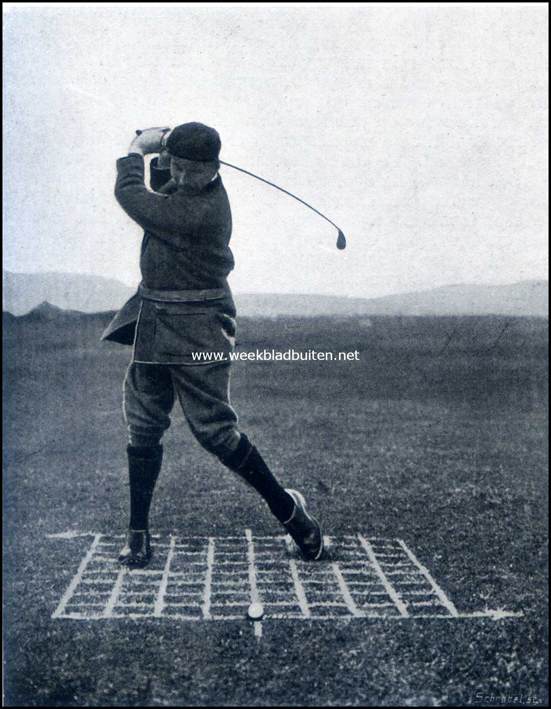Een praatje over golf. Hoe Vardon met slaan begint
