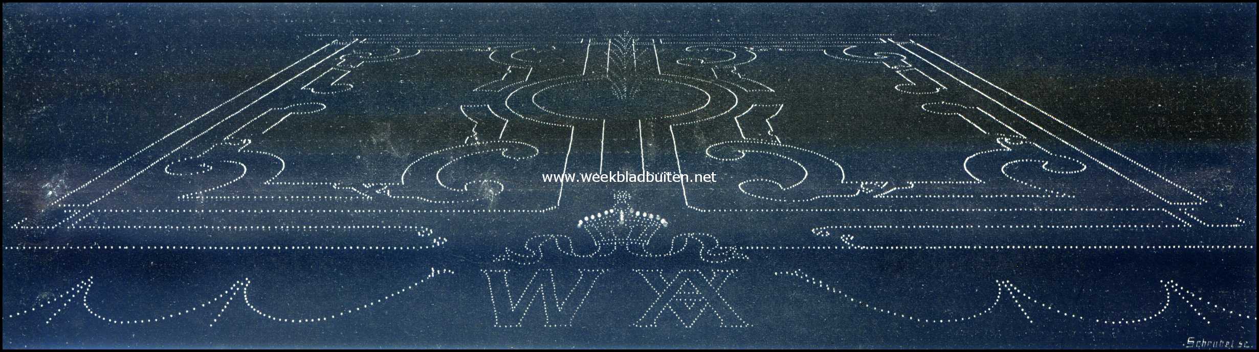 Verlichting van het Parterre de Broderie achter het Kasteel