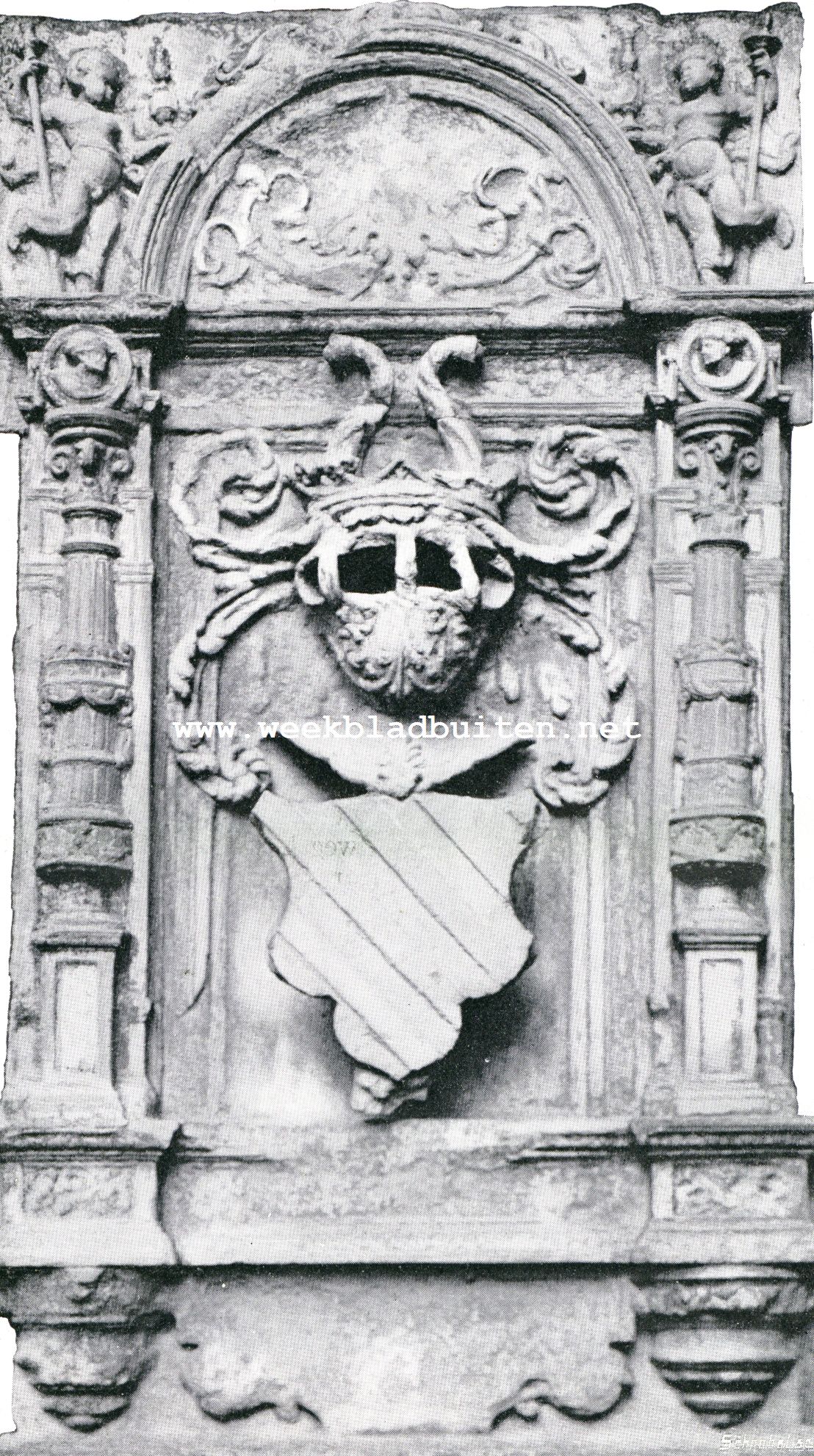 De Wedderburcht. Het wapen van Georg Schenck van Toutenburg (16e eeuw) hetwelk zich in den toren naast de deur bevindt