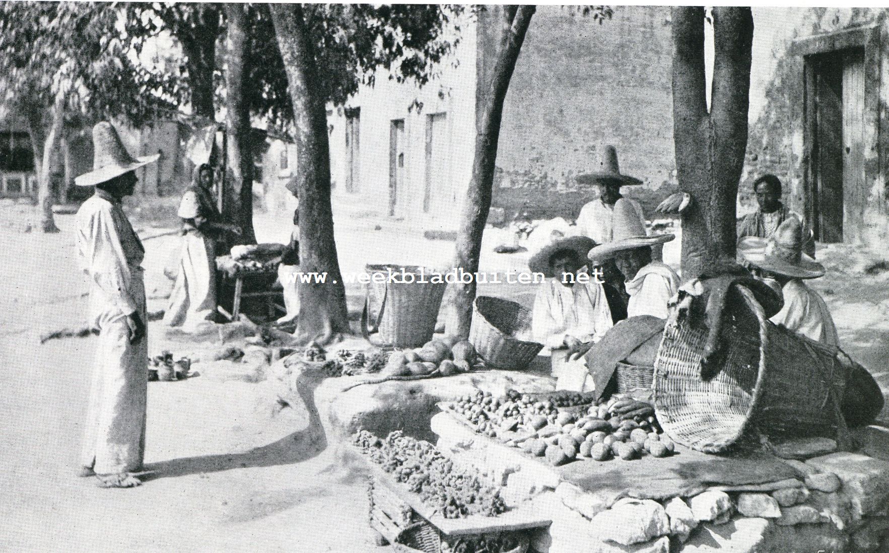 Nuestra Senora de Guadelupe. . Open winkeltjes van fruit en brood .