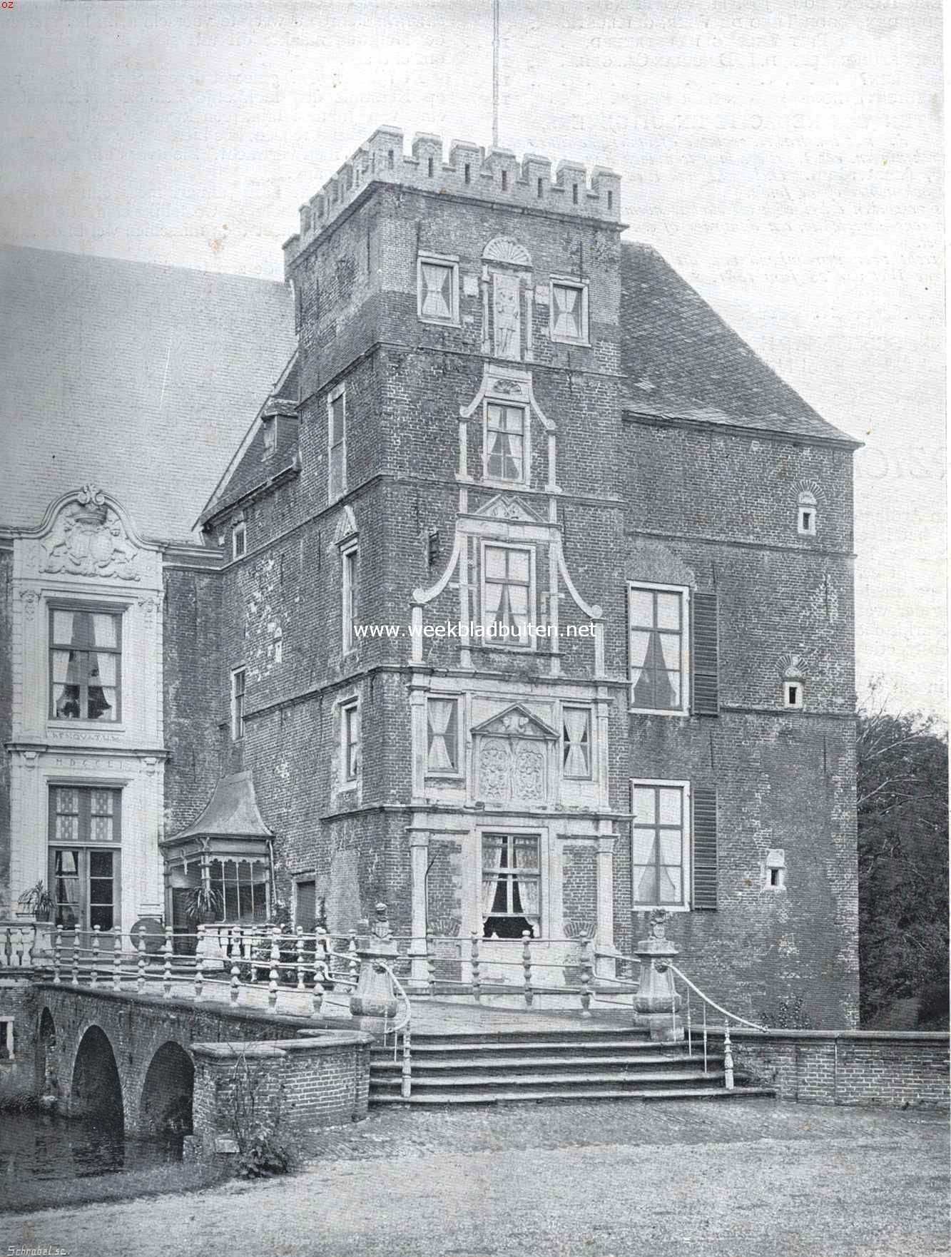 De Cannenburch bij Vaassen. De vierkante uitbouw aan de zuidzijde, oude en latere ingang