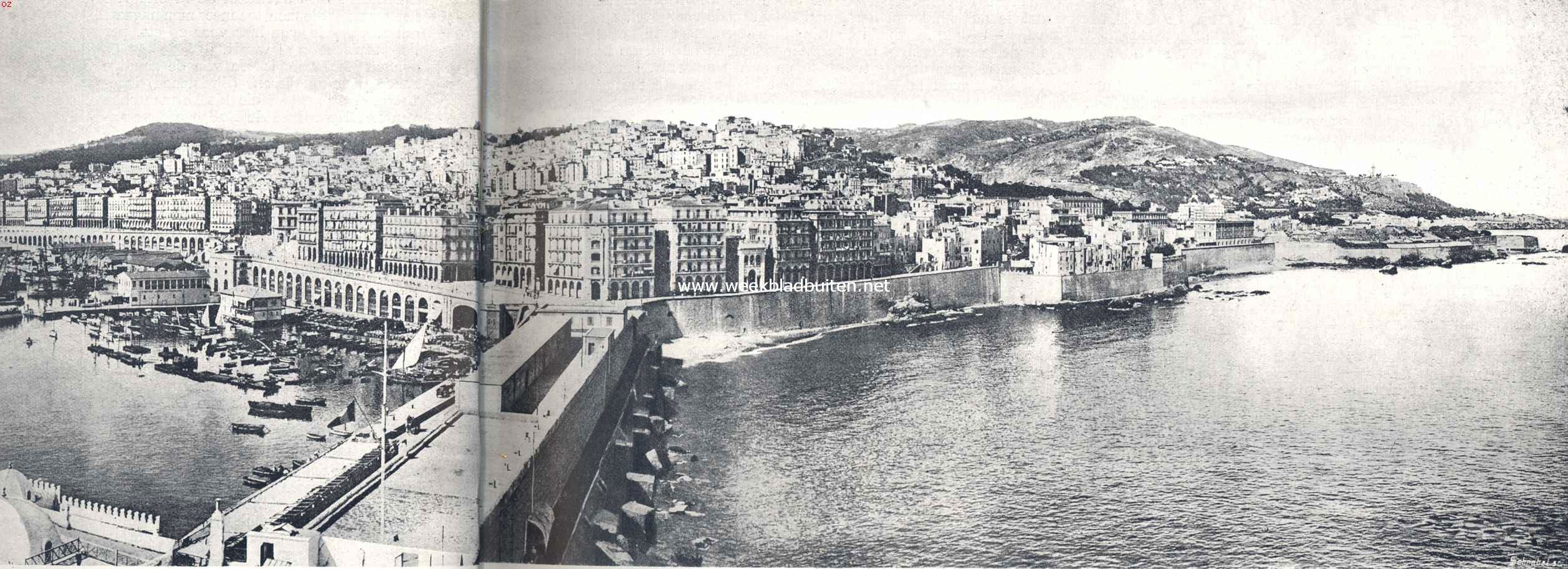 Buiten aan Afrika's noordkust. I. Nieuw-Algiers en Mustapha. Panorama van Algiers gezien van het noordelijk deel der baai af 2