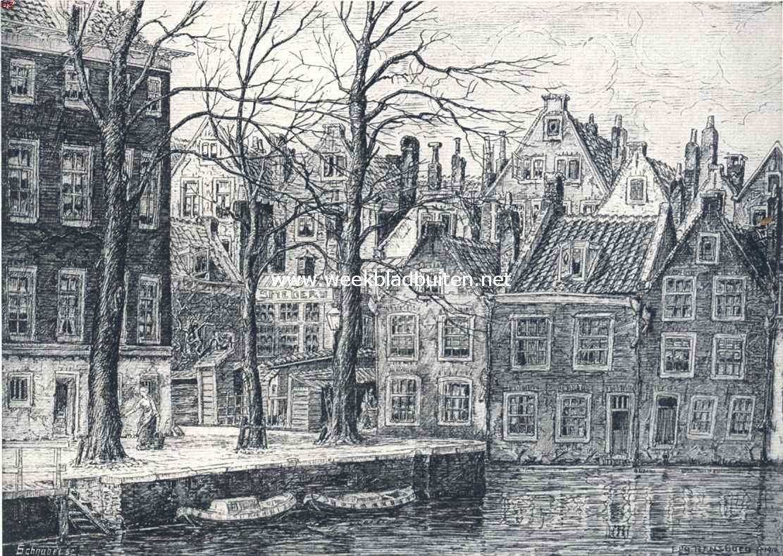Oud-Rotterdam. Rotterdam. Groenendaal, gezien van de Nieuwe Haven af