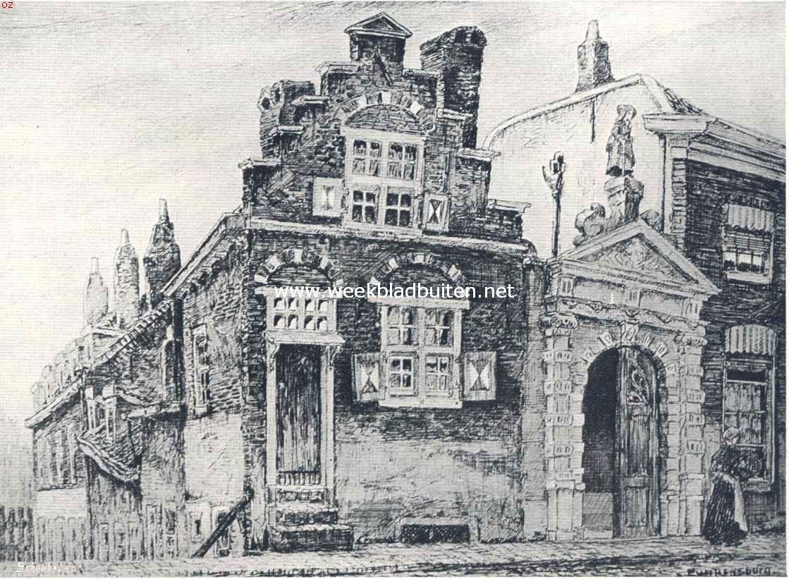 Oud-Rotterdam. Rotterdam. Ingang voorm. Oude-Vrouwenhuis, m/h. beeld van Kaatje