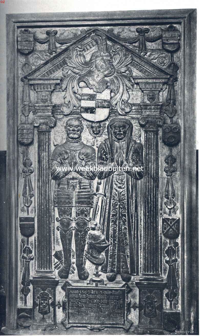 Horst (L.) en het kasteel. Grafsteen in de kerk te Horst (L.)