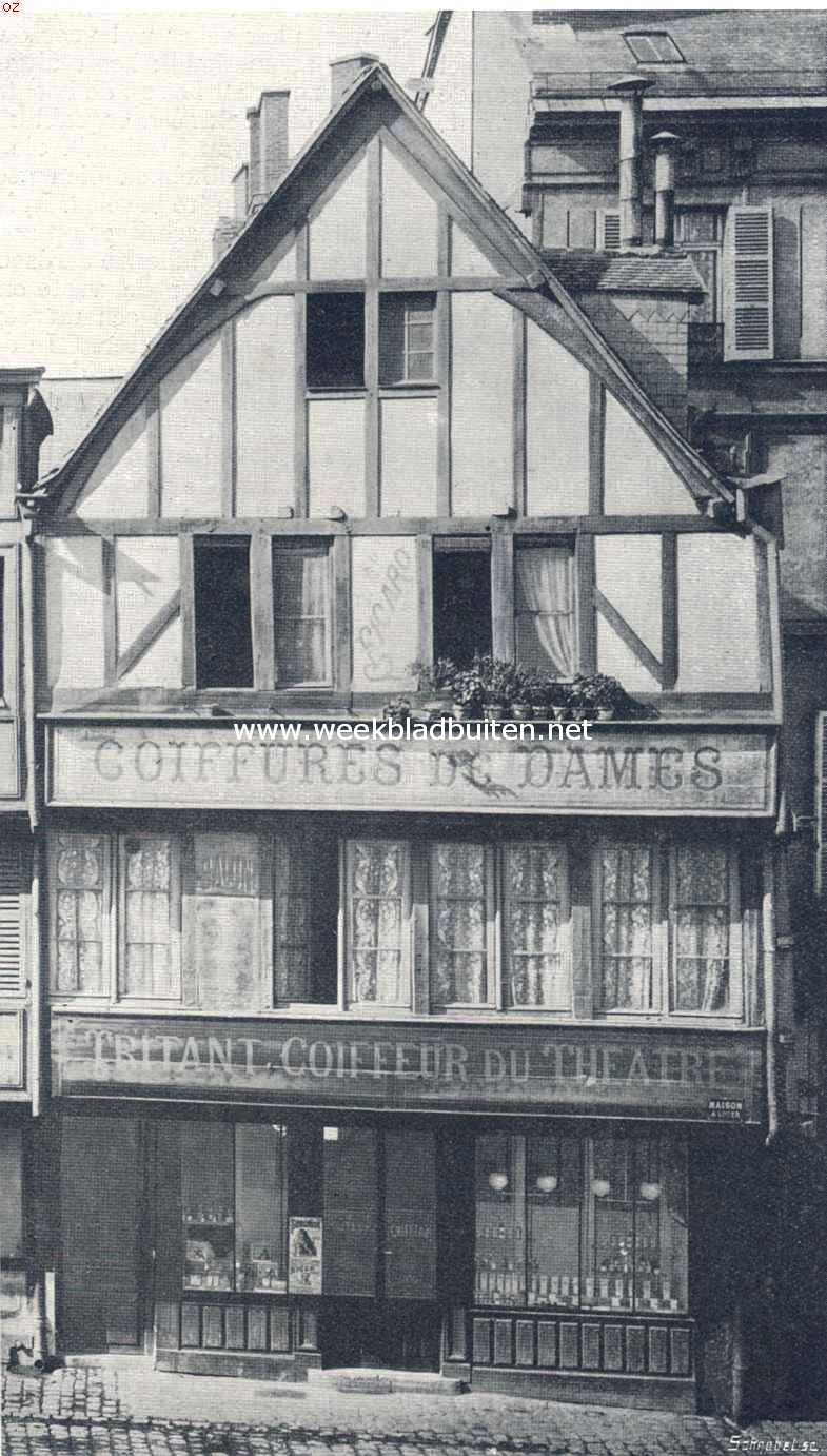 De stad Reims. Een der typische oude huizen op de Marktplaats