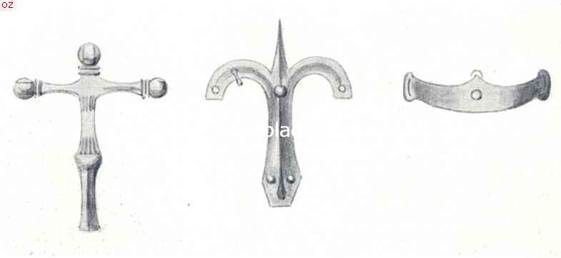 Een merkwaardige vondst in de Deurner Peel (15 juni 1910). Bronzen mantelhaak. Helmversiering. Bronz. Spoor