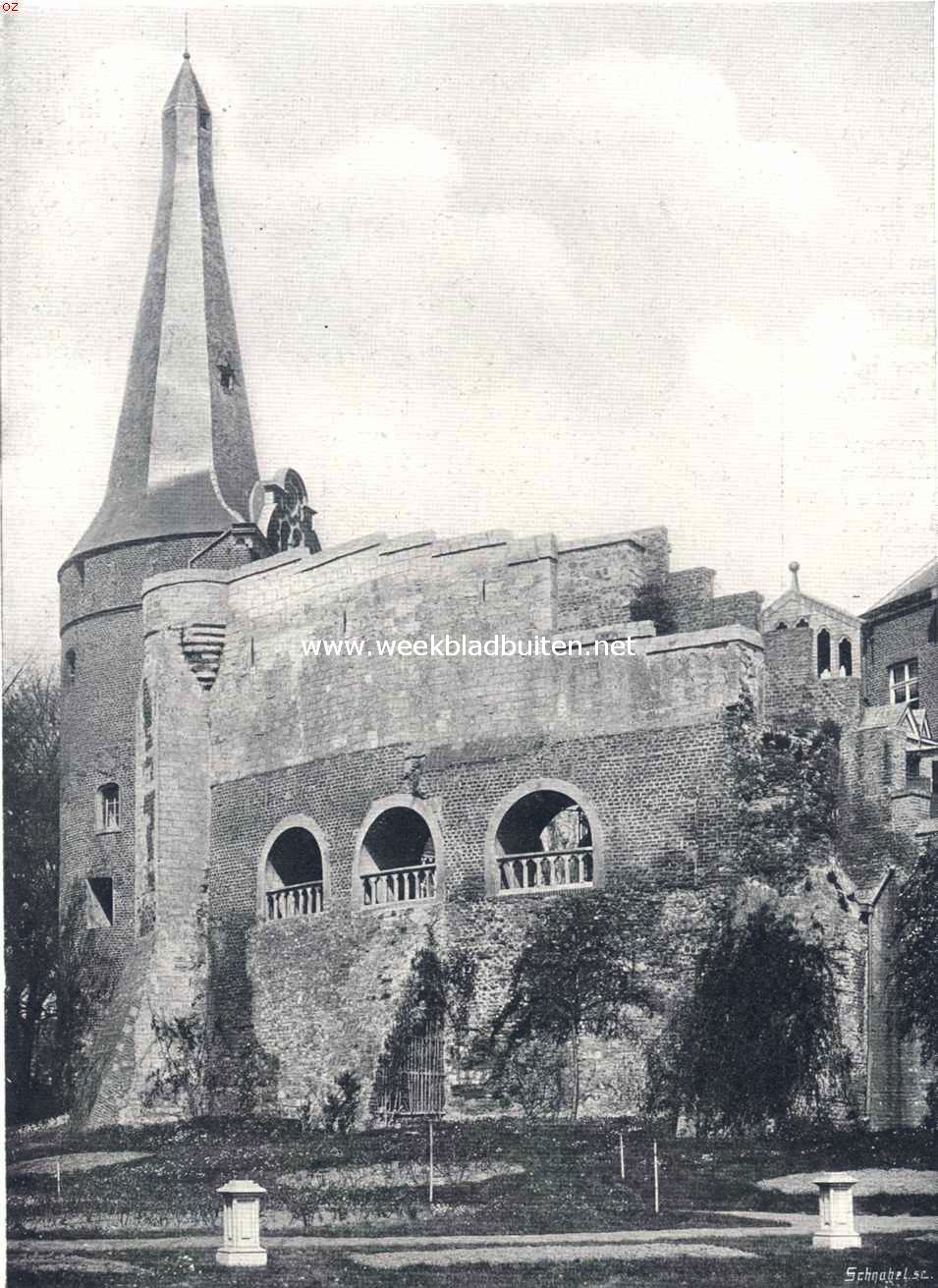 Het kasteel Horn (L.). Zijmuur