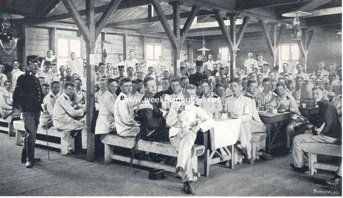 Groote vacantie op de Laarder heide. Kon. Ned. Weerbaarheid-Vereeniging. In de cantine