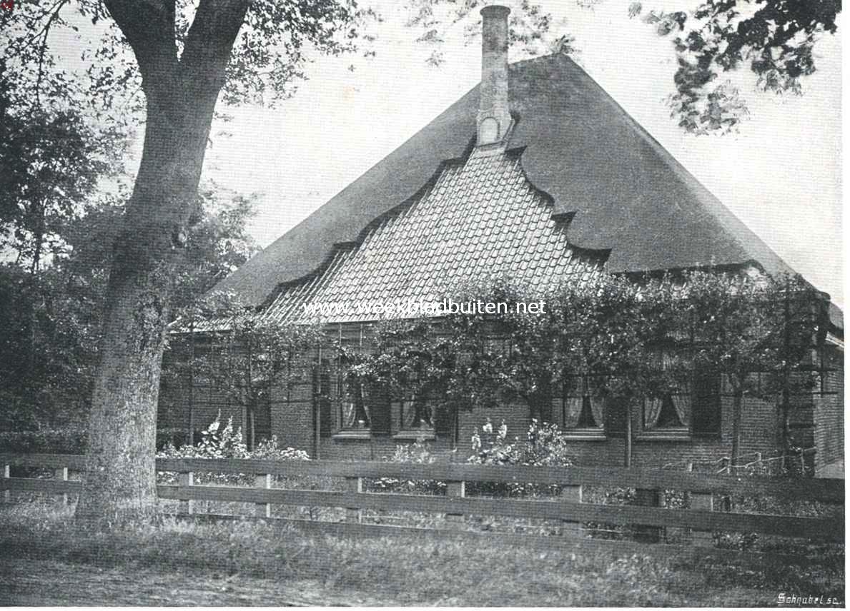 De Westfriesche boerderij. Westfriesche boerderij met uitgedekt rieten dak