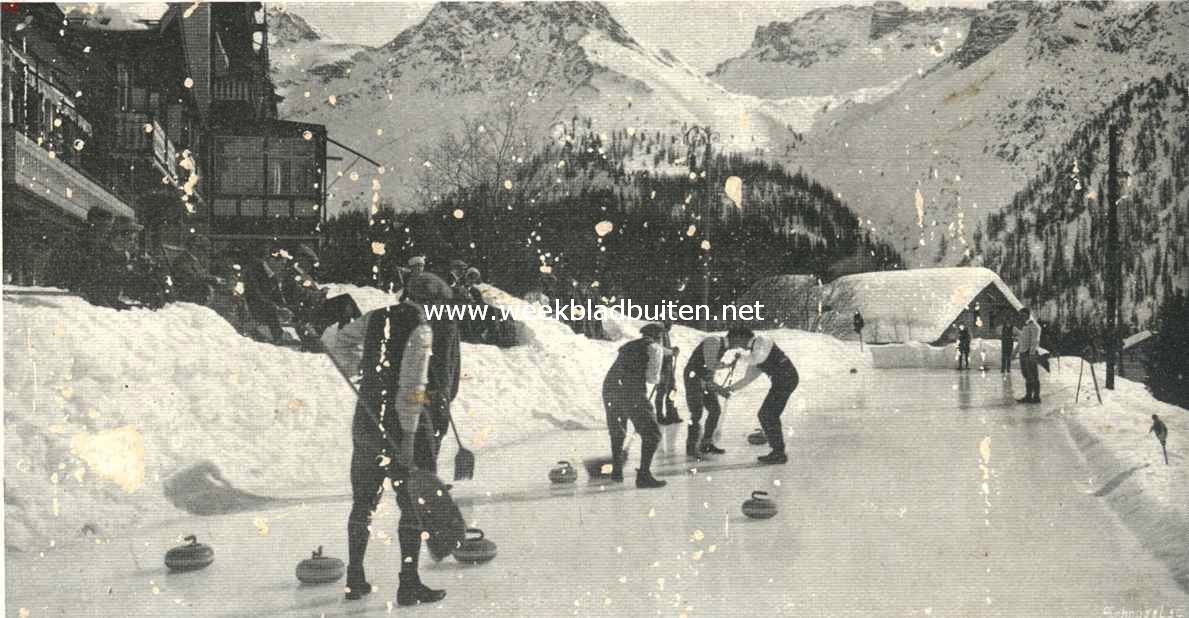 Arosa en de wintersport. Het curling spel