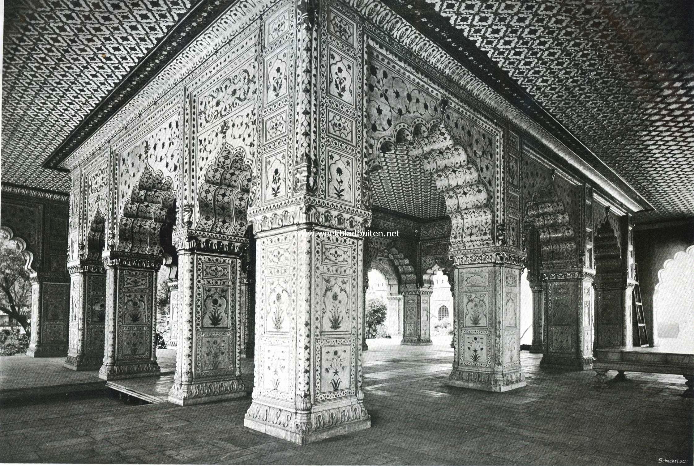 De Diwan-I-Kass of Private Audintie-zaal in Delhi (Britsch-Indi)