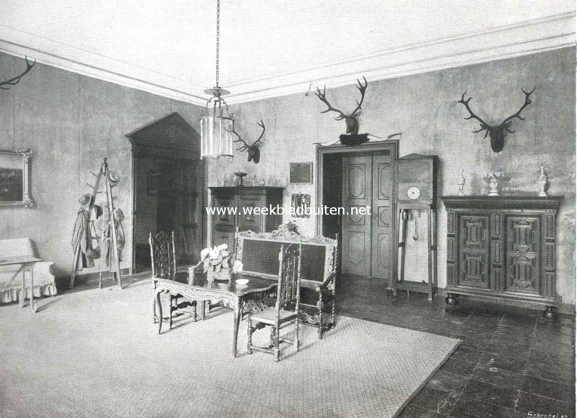 Het kasteel Arcen. De jachtzaal