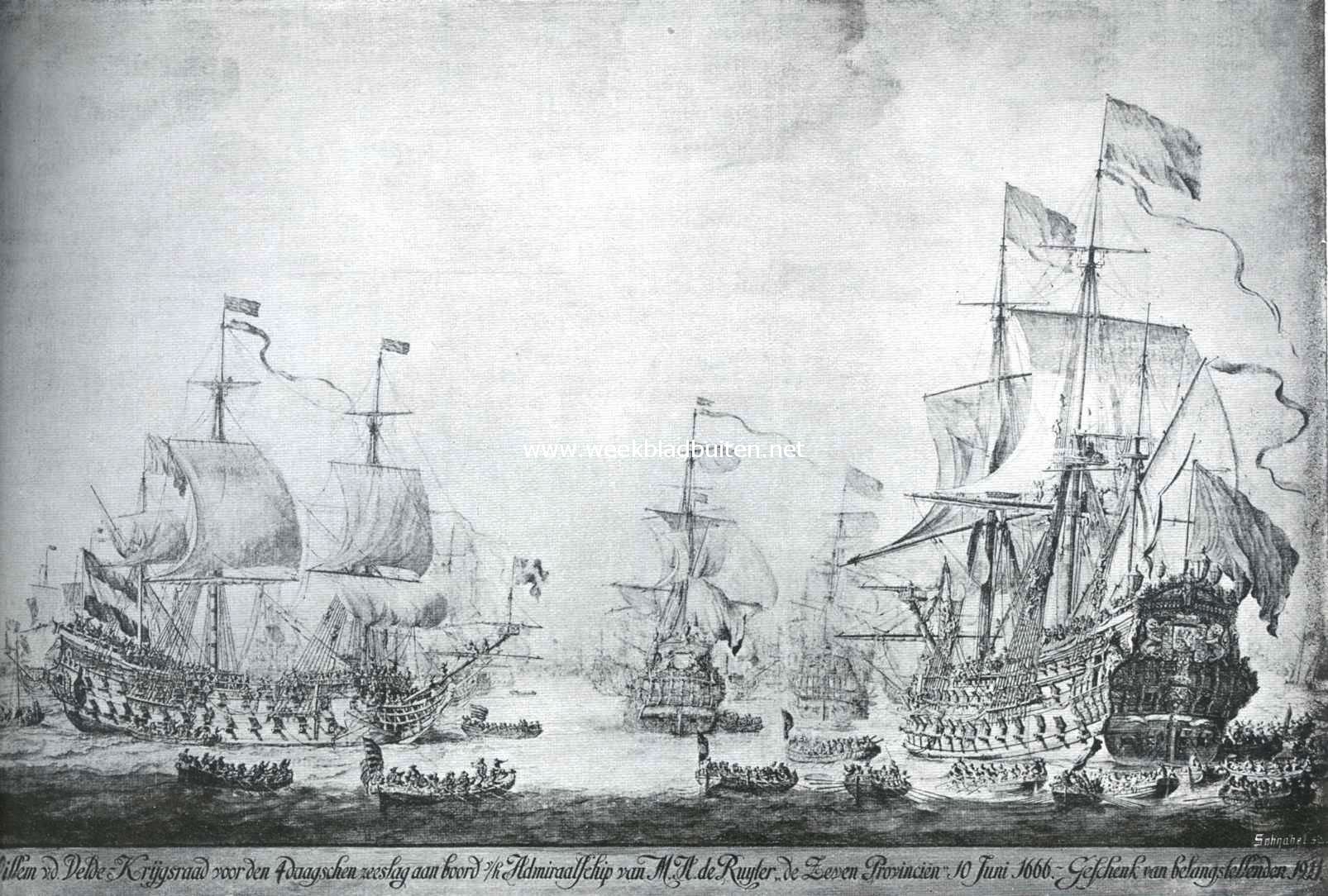 Van links naar rechts gezien: Het groote schip dwarsscheeps, de 