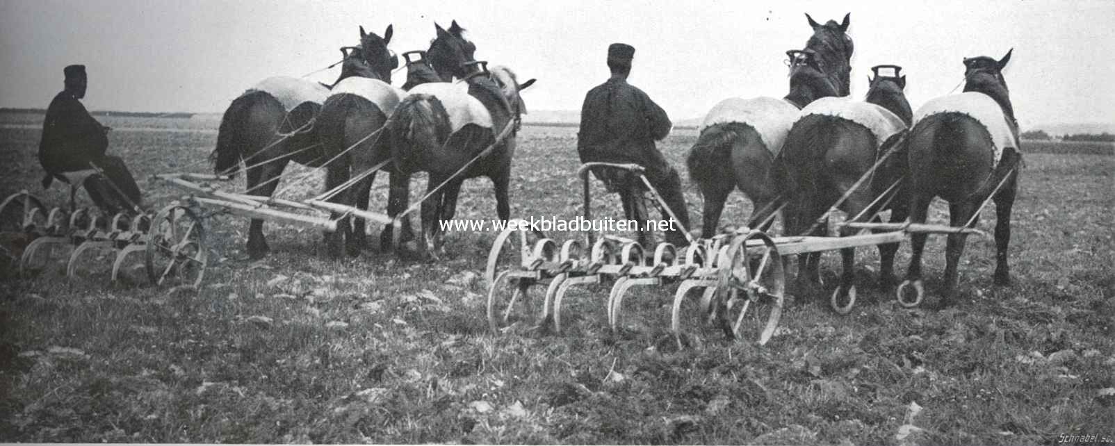 Zuid-Beveland, voornamelijk als landbouwland. De cultivatoren om het onkruid te vernietigen, in werking