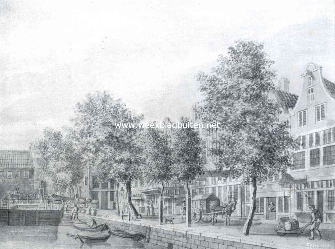 De Nieuwezijds Voorburgwal. De Martelaarsgracht in 1780. Naar eene O.-I. inktteekening van H. Schouten (Kon. Oudheidk. Genootschap)