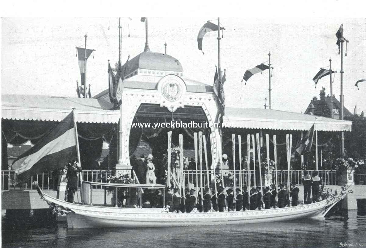 Het bezoek van President Fallires aan Amsterdam. De begroeting van President Fallires door H.M. de Koningin in het Paviljoen op den Dokkumer Steiger