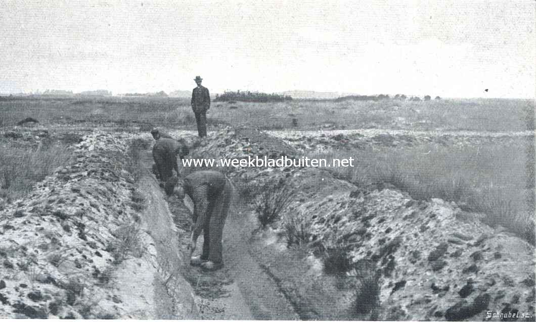 Een afwateringssloot in de ontginning 