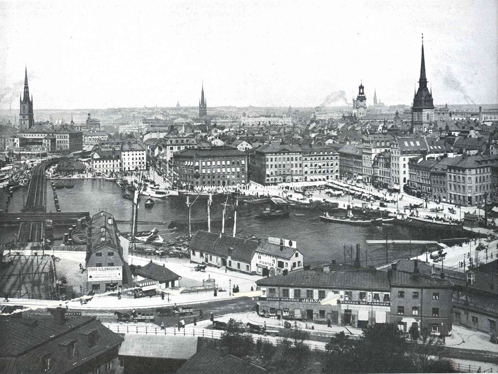 Stockholm. Panorama van Stockholm bij Slssen