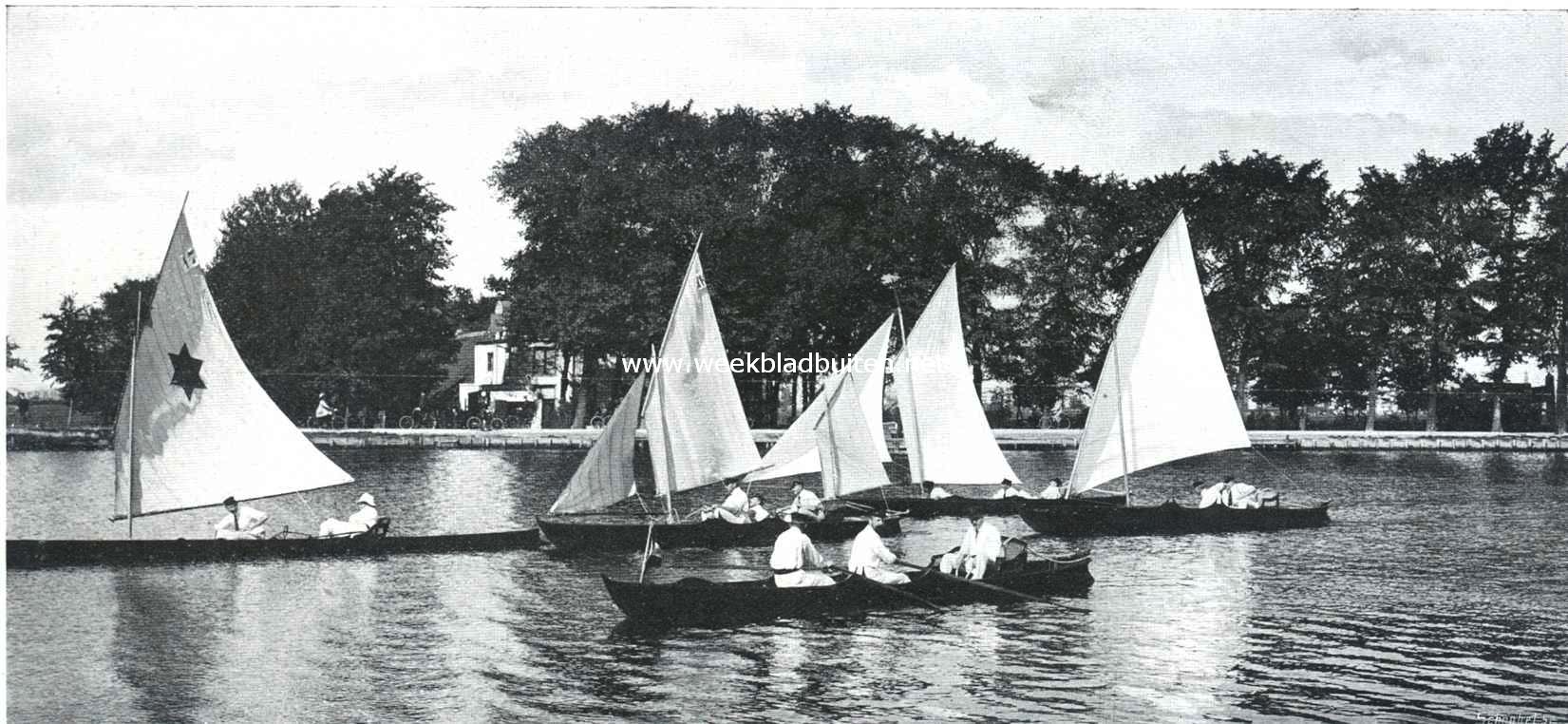 Roeien en zeilen met wherries. Zeilwedstrijd voor wherries op 10 September op den Amstel, gehouden door de Zaanlandsche Zeilvereniging en georganiseerd door het Comit voor Wherry-wedstrijden. I. Met de ster in het zeil, de 