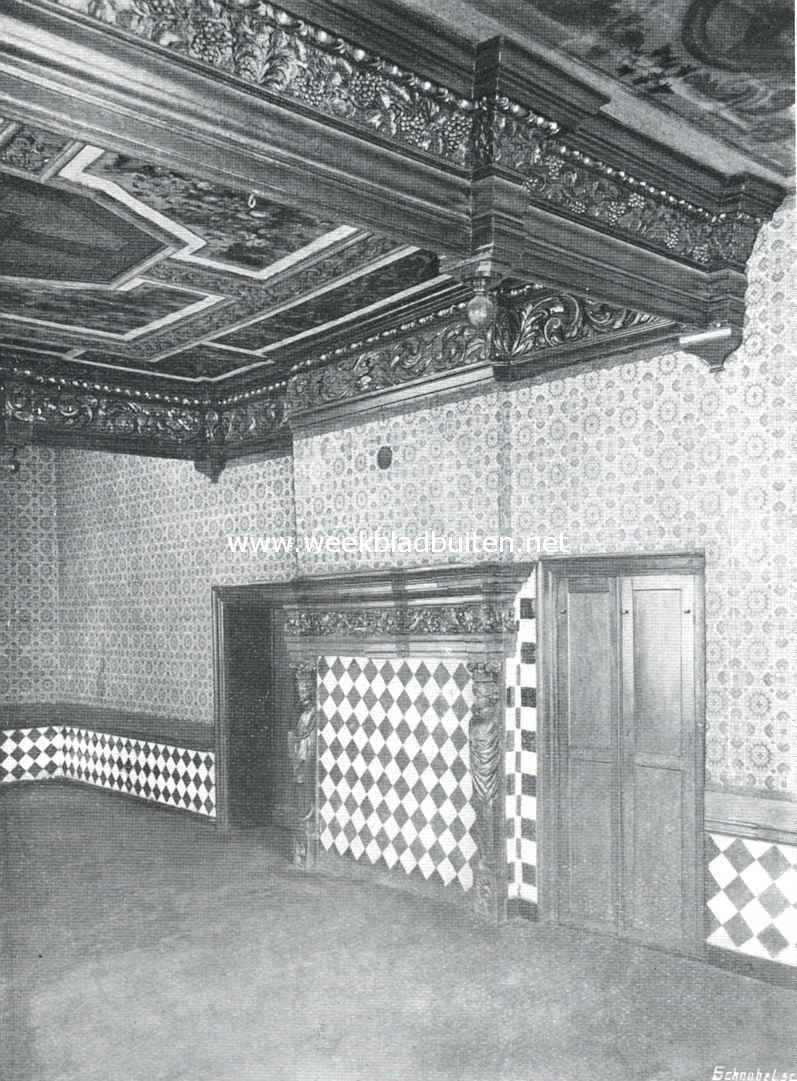 Kasteel Blijenbeek. Merkwaardig plafond der Paradijszaal