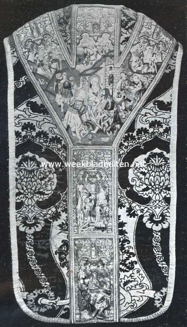 Oudewater. Detail van een kazuifel uit ongeveer 1500. Aanwezig in de oud-Katholieke St. Michaelskerk 1