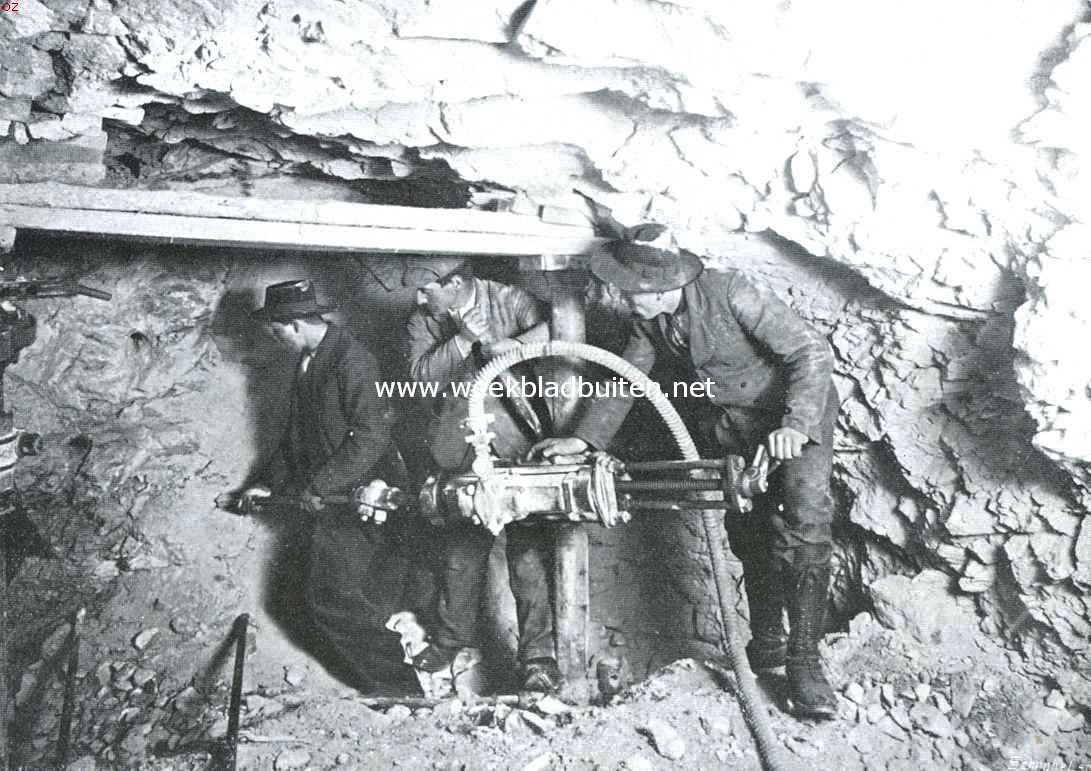 De Jungfrautunnel bij Jungfraujoch. Luchtdruk-boormachine, systeem Ingersoll