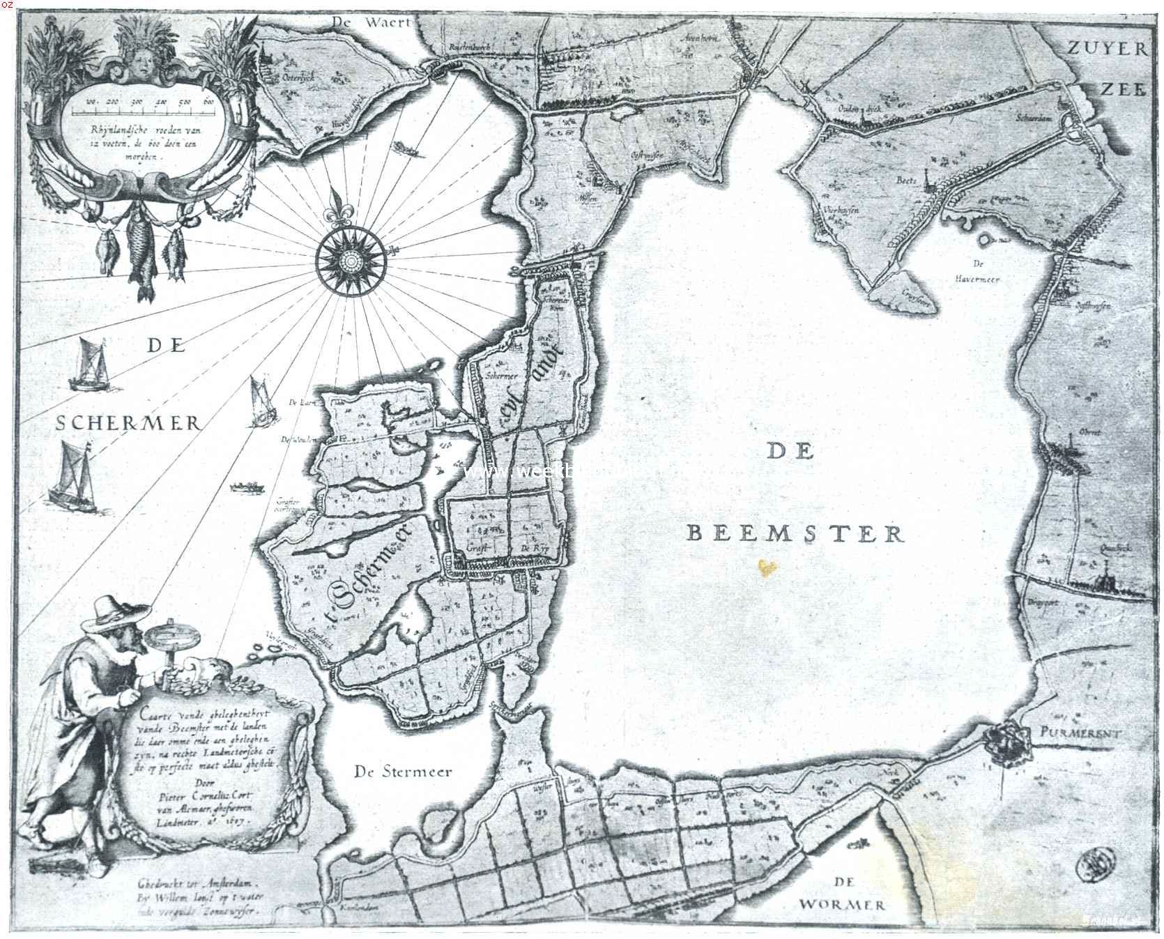 De Beemster. 1612 - 19 Mei - 1912. Plattegrond van de Beemster en omgeving in 1607. Naar een oude kaart in 's Rijks-Prentenkabinet Te Amsterdam