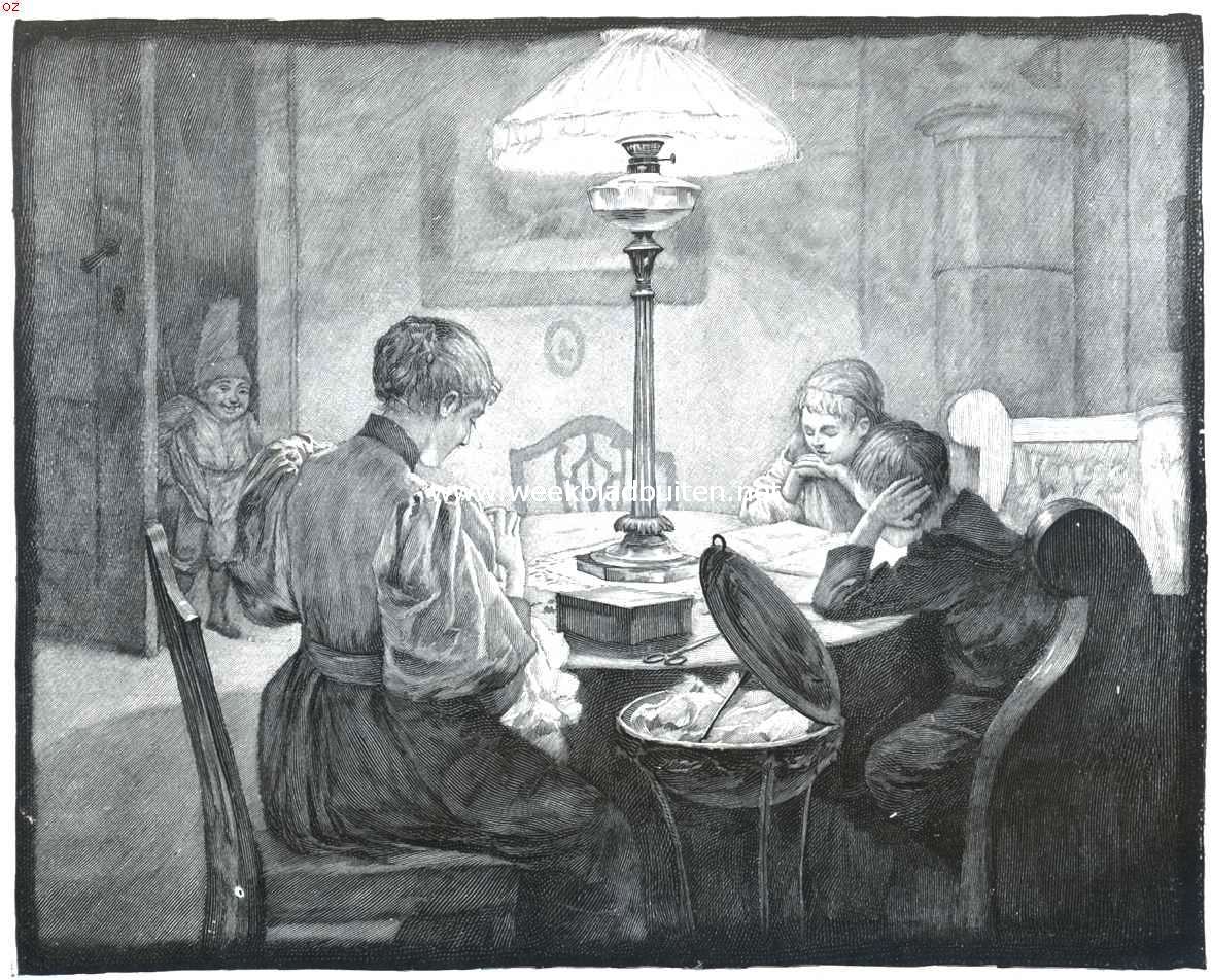 Andersen en zijn sprookjes. .Zoo 's avonds, als de kinderen netjes aan tafel zitten, of op hun lage stoeltjes, dan komt Ole Droomeman.