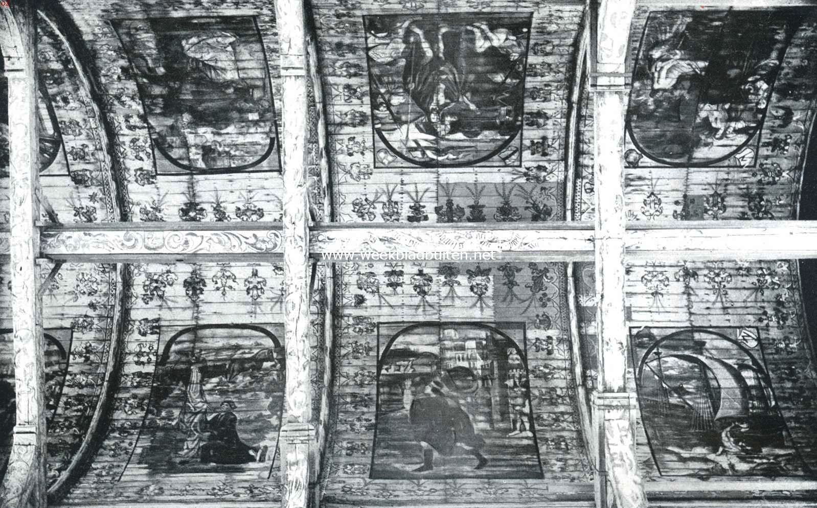 Uit Gooiland's hoofdstad. Gedeelte van het beschilderde gewelf in de Groote of St. Tituskerk te Naarden