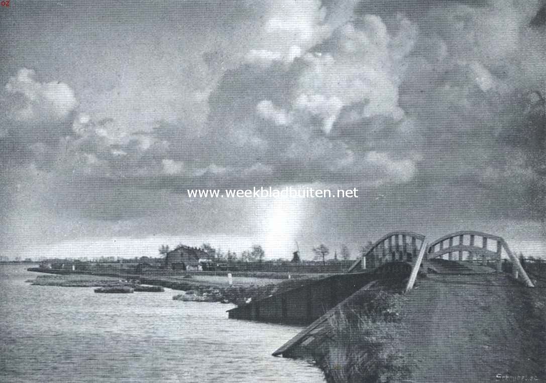 Het natuurschoom om Amsterdam. Schinkel met regenbui in de verte