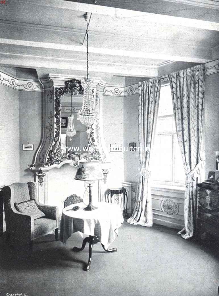 Nederhorst (-Den-Berg). Het Kasteel. De Zaal-Toren met den spiegel Louis XIV