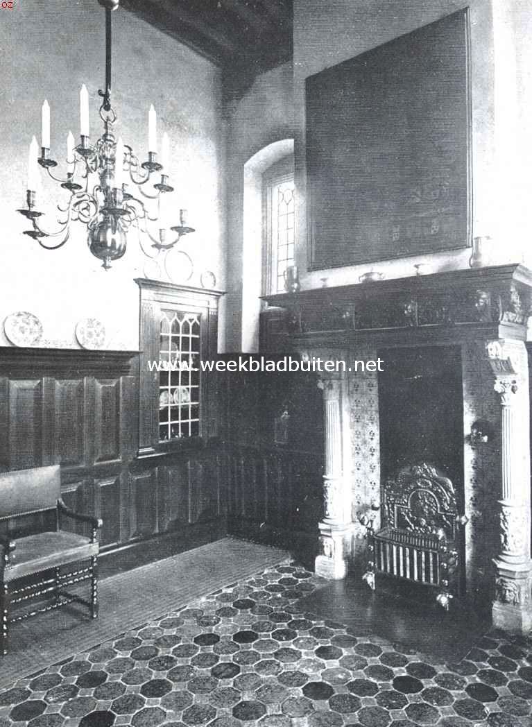 Heringa-State en het Popta-Gasthuis te Marsum bij Leeuwarden.Heringa-State. De Voogdenkamer aan den tuinzijde. (Noordwesthoek)