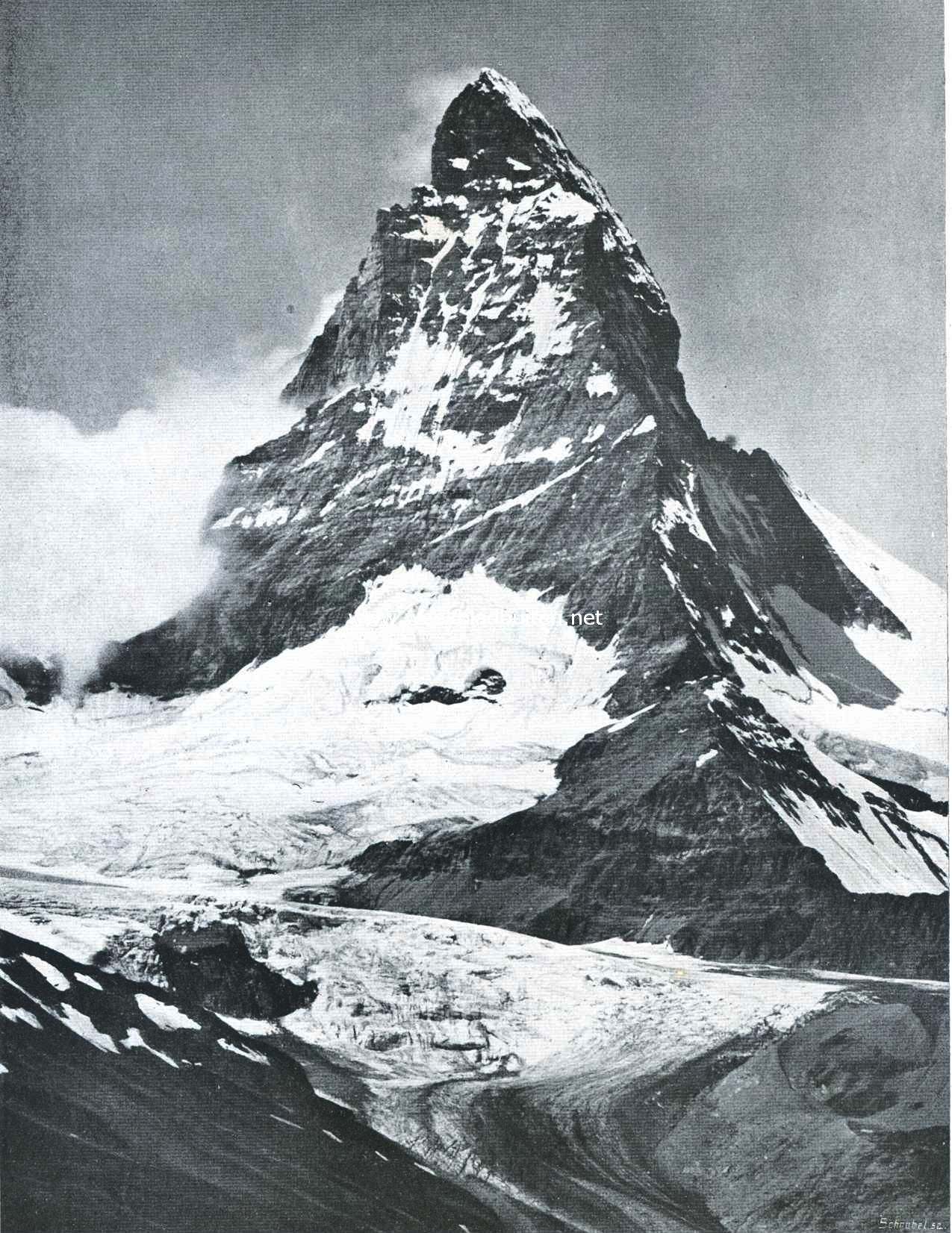 De Matterhorn (4505 M.), gezien van den Furggengletscher