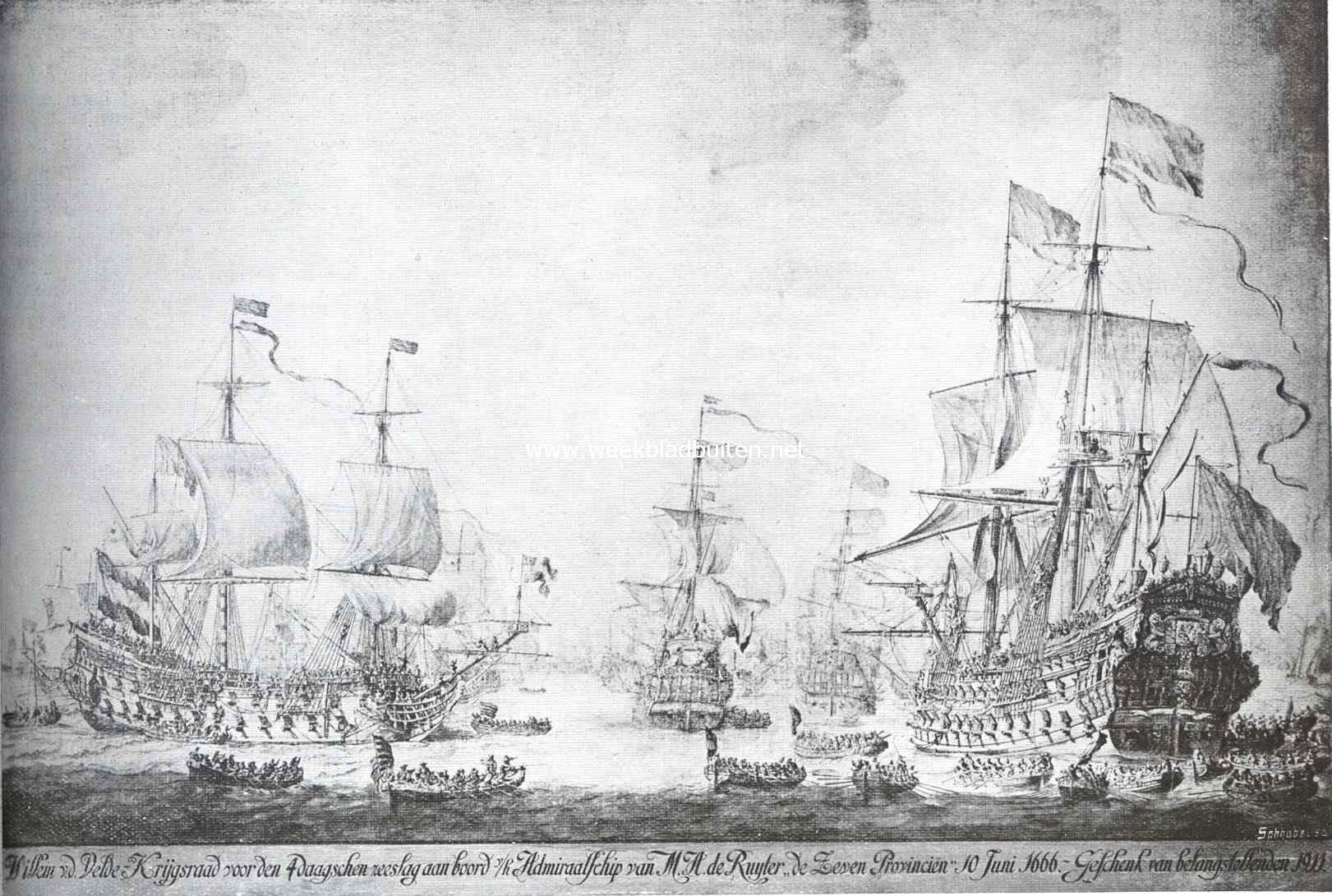 Penteekening van Willem van de Velde de Oude in de historische afdeeling van de 