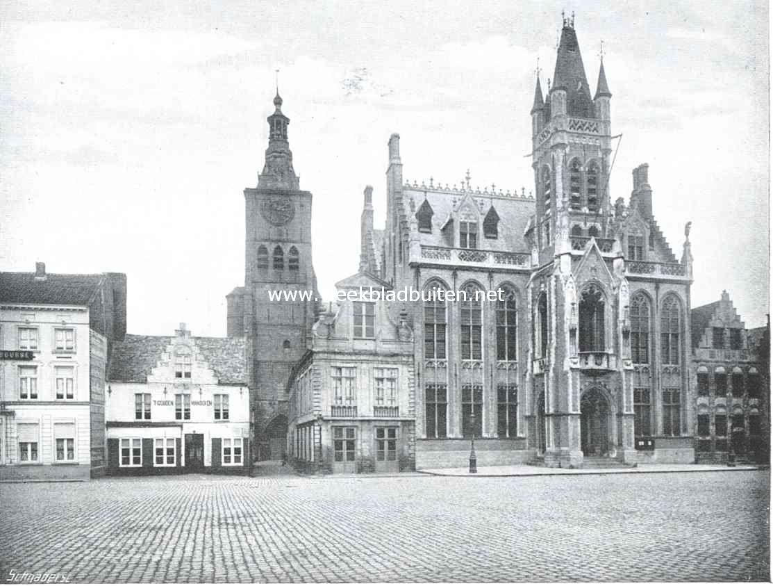 Diksmuide. Stadhuis met St. Nicolaas-kerk