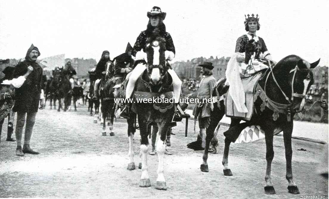 De Nationaal Historische Optocht te 's Gravenhage op 5 September l.l. Albrecht van Beieren (de heer H.A. van Nievelt) en zijn gemalin Margaretha van Kleef (Mevr. R. Ives Browne-van Hattum)