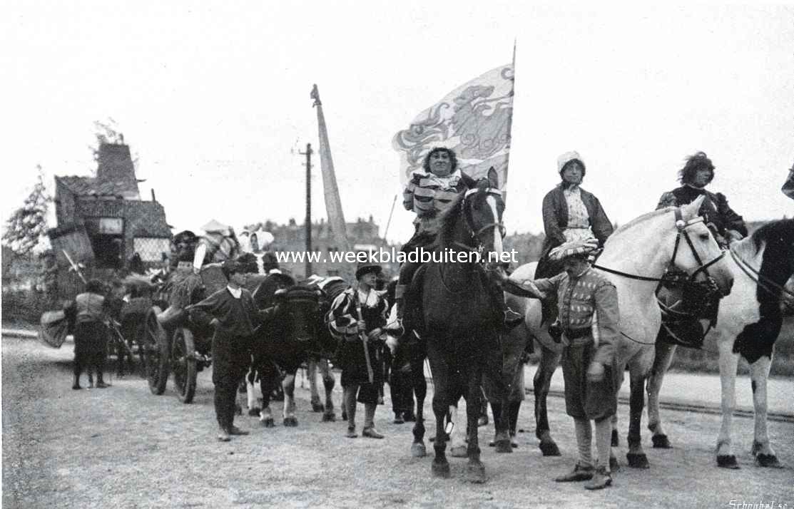 De Nationaal Historische Optocht te 's Gravenhage op 5 September l.l. Groep van Geldersche plunderaars met Greate Pier en Maarten van Rossum