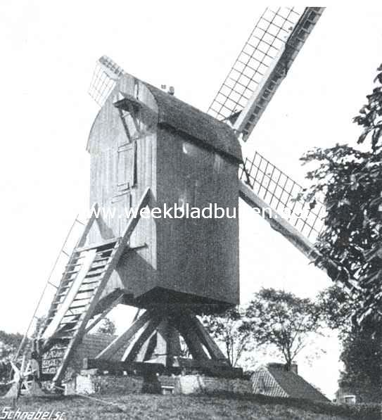 Sloopend herboren-Nederland. Oude Standerd-meulen bij Zuidhorn, afgebroken in 1910