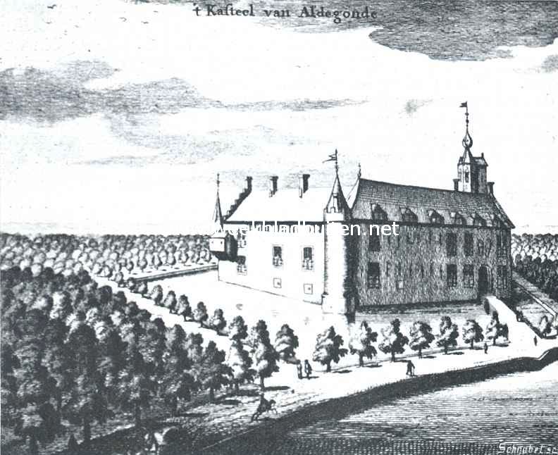 Sloopend herboren Nederland. Twee Zeeuwsche kasteelen, in t begin der 19de eeuw gesloopt. Links het historische kasteel van Aldegonde nabij Souburg