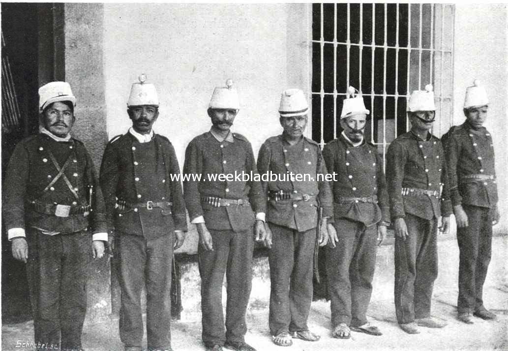 De troebelen in Mexico. Mexicaansche soldaten