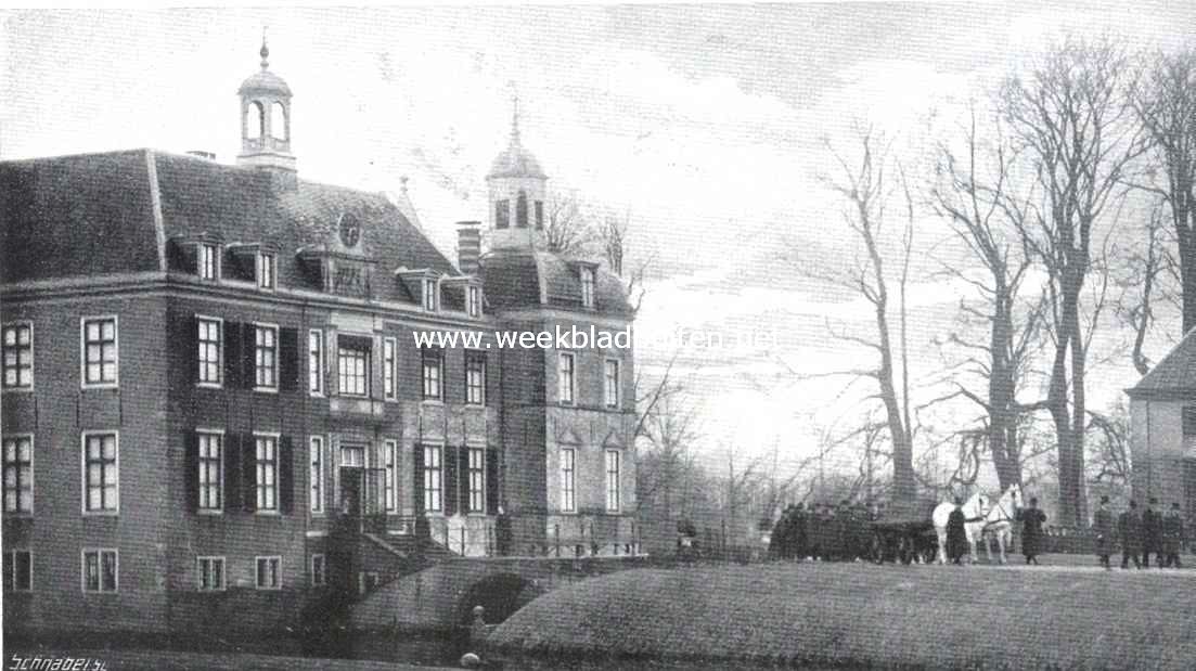De begrafenis van baron van Heeckeren van Kell op 14 Febr. L.l. De stoet zet zich in beweging