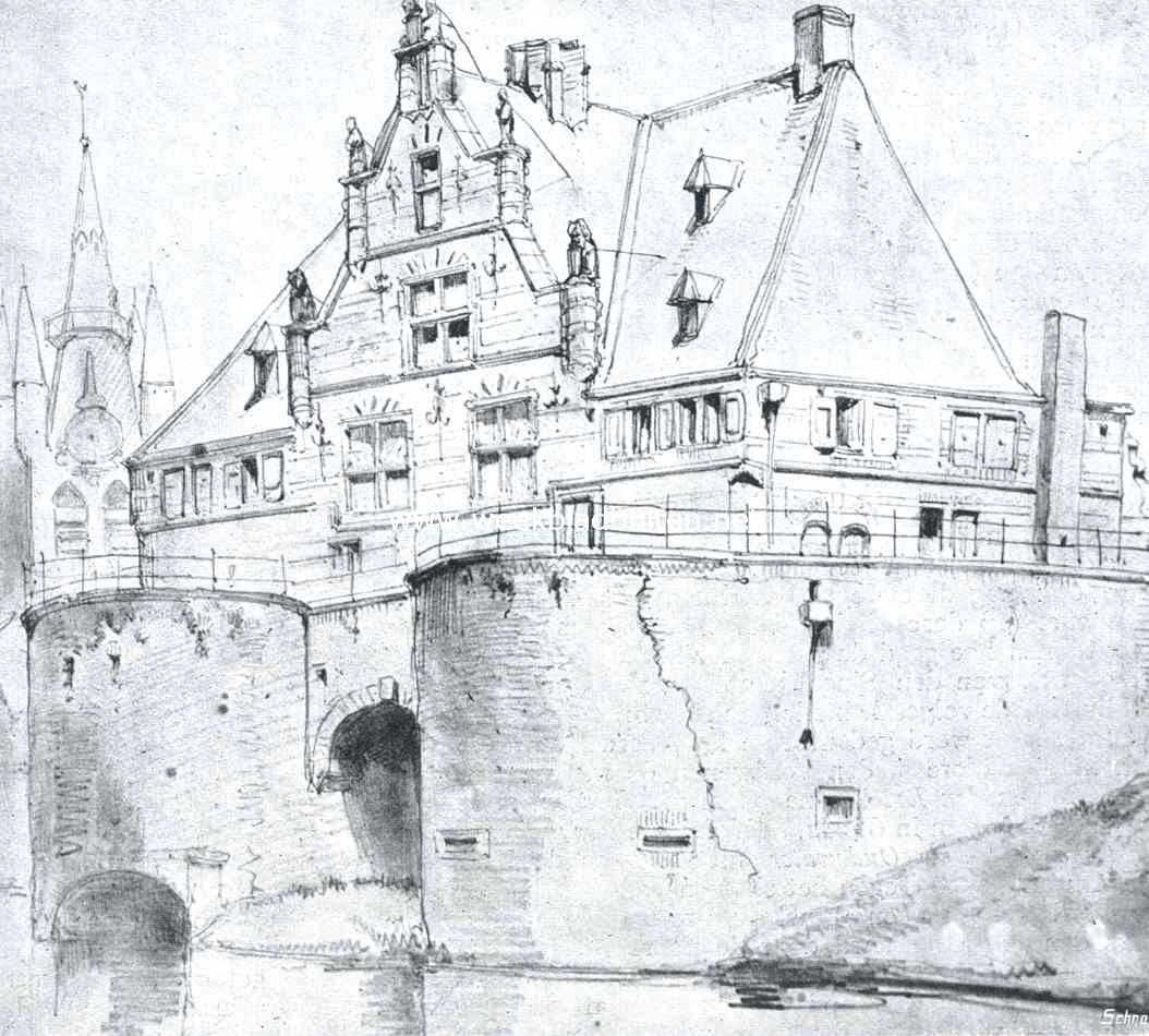 Sloopend herboren Nederland VI. De kleinere steden en het platteland van Zuid-Holland. (Vervolg). De Sint Joris of Waterslootsche Poort te Delft, gesloopt in 1846
