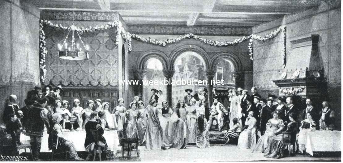 De tableaux-vivants voor de koninklijke Deensche gasten in den Amsterdamsche Stadsschouwburg vertoond. II. Feest ten huize van den bankier Pompeus Okko te Amsterdam in 1526 ter eere van Christiaan II, koning van Denemarken