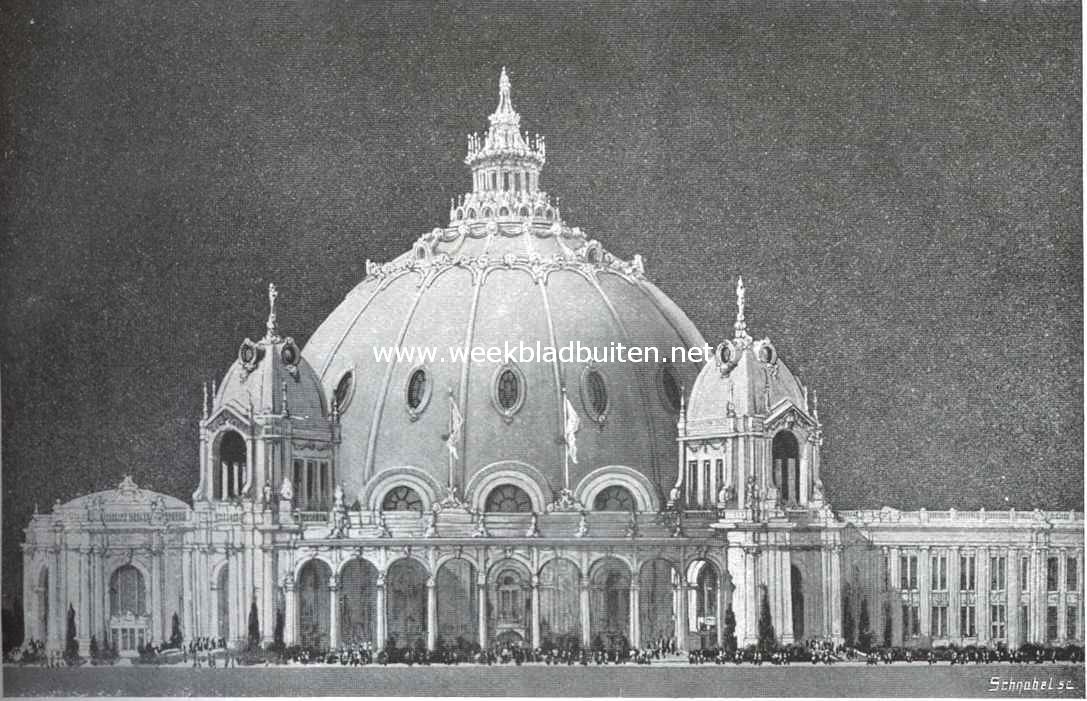 De Panamakanaal-tentoonstelling te San Francisco in 1905. Het feestgebouw